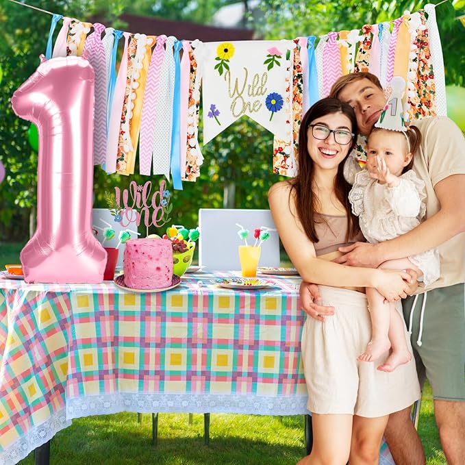 Wild Flower High Chair Banner for First Birthday Party Decoration