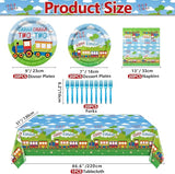 81Pcs Train 2nd Birthday Decorations Including Paper Plates Napkins