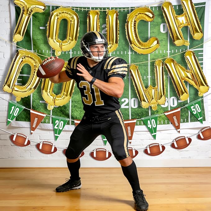 11 Pcs Football Party Decorations Kit Touchdown Letter Foil Balloon