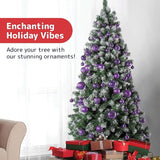 Prextex 36-Pieces Purple Christmas Ornaments Set - Shatterproof,
