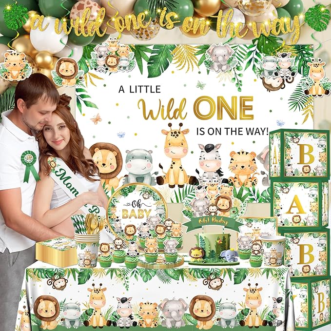 Safari Baby Shower Decorations 262pcs Wild Birthday Decorations