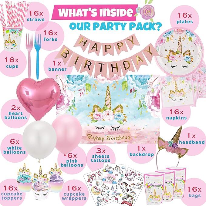 Unicorn Birthday Decorations Unicorn Party Supplies for Girls