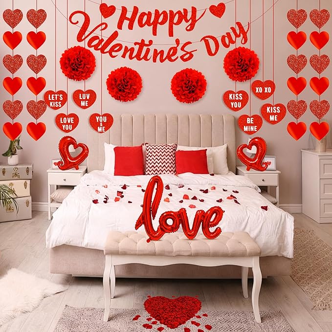 Valentines Day Decorations Set with Happy Valentine's Day Banner