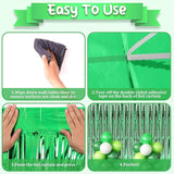 Voircoloria 2 Pack Green Foil Fringe Backdrop Curtains, Tinsel