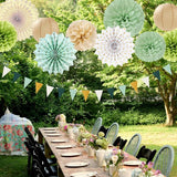 Sage Olive Green Gold Brown Boho Party Decorations 33pcs Paper