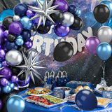 Space Balloon Arch Kit, Space Birthday Decorations Blue Purple Silver