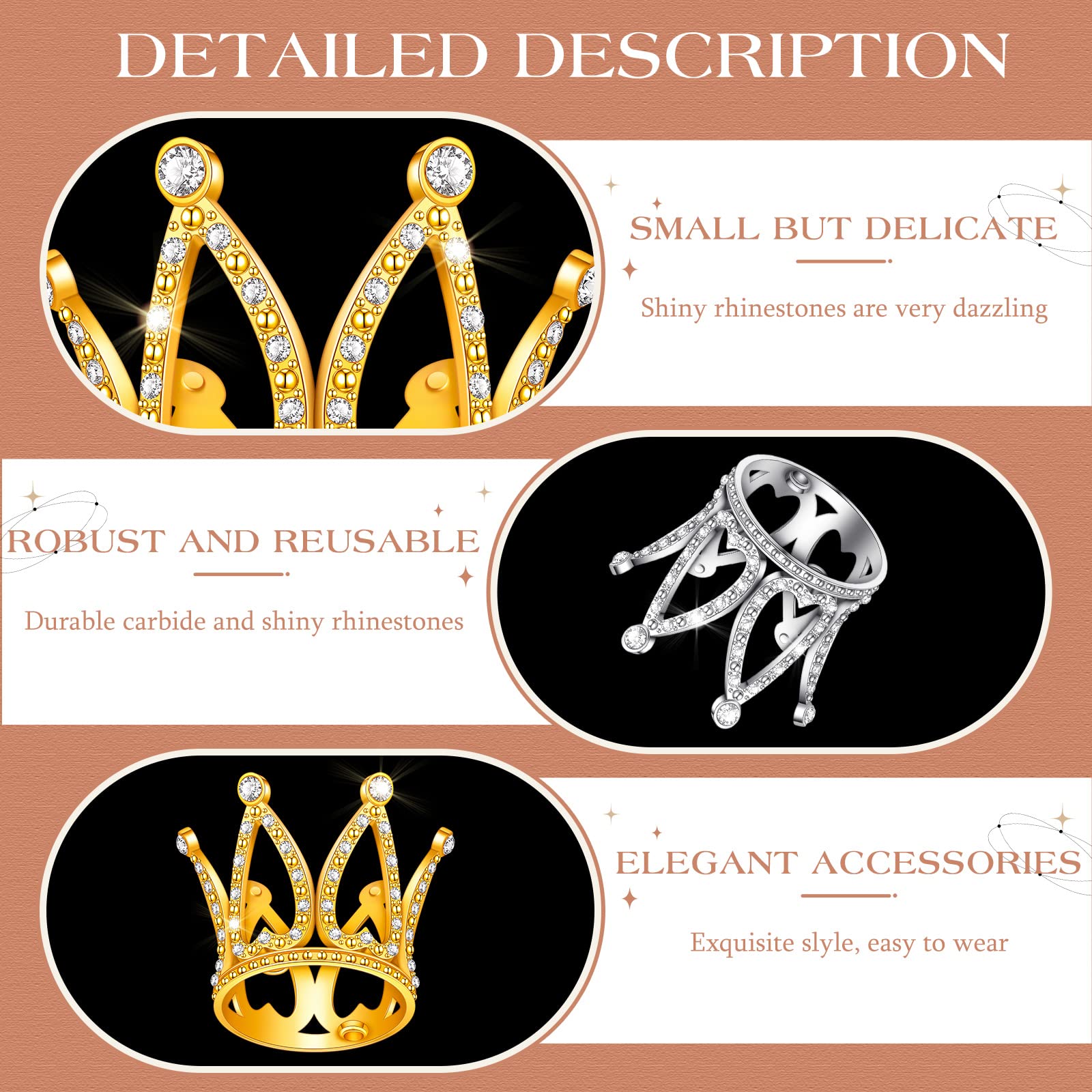 12 Pcs Crown Cake Topper Mini Baby Crown Tiny Queen Small Alloy Gold, 