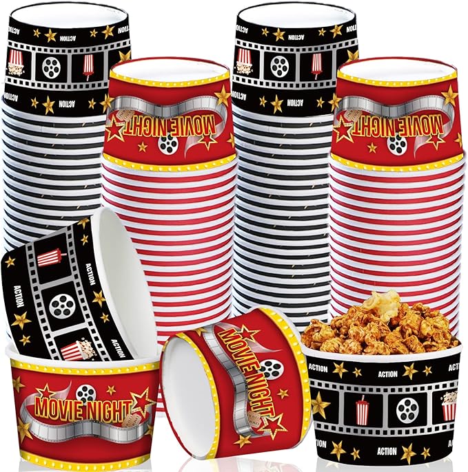 50Pcs Movie Night Party Supplies 9oz Movie Night Snack Ice Cream