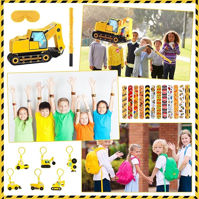 49 Pcs Construction Party Favors Excavator Pinata with Mini