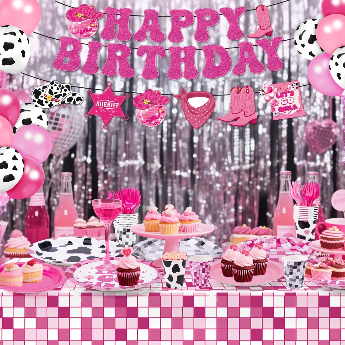 147pcs Cowgirl Birthday Party Decorations, Disco Cowgirl Party