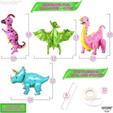 Large Pink Dinosaur Balloons for Birthday Party Pack of 4 Pastel