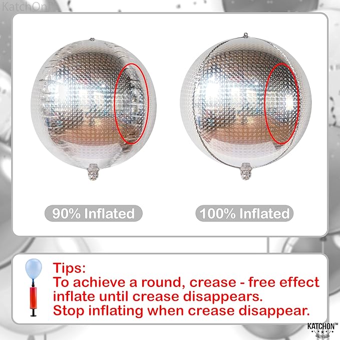 KatchOn, Large Silver Disco Ball Balloons - 22 Inch, Pack of 6 -