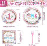 96Pcs Onderland First Birthday Party Supplies Onederland 1st