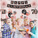 70th Birthday Decorations for Women 33pcs Kit with Crown Sash Banner