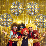 Disco Ball Balloons 4PC,Foil Disco Balloons 22 Inch 4D Round Metallic