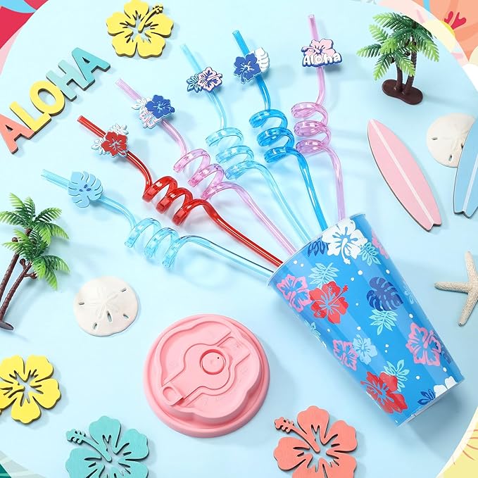Yungyan 24 Sets Hawaii Hibiscus Cartoon Party Favors Goodie Cups with