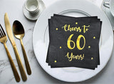 Cheers to 60 Years Cocktail Napkins | Happy 60th Birthday Decorations