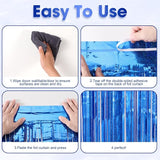 Voircoloria 2 Pack Laser Blue Foil Fringe Backdrop Curtains, Tinsel