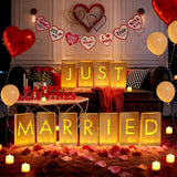 Just Married Luminary Paper Bags with LED Tea Lights Flameless