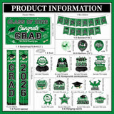 Graduation Decorations 2026 Green Graduation Party Decor Set include