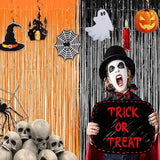 BRAVESHINE 1 Black 1 Orange Tinsel Photo Backdrop Curtains -