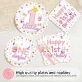 96 Pcs Pink First Birthday Party Decorations Sweet One Happy 1st