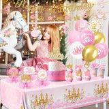 196Pcs Princess Birthday Party Decorations Serves 24 Pink Princess