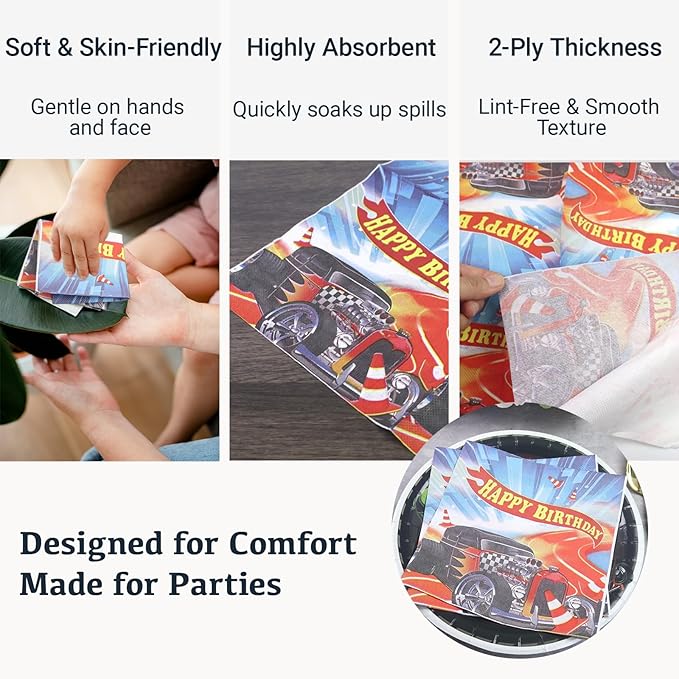 50Pcs Race Car Tableware Dinnerware Set Disposable Hot Car Wheels