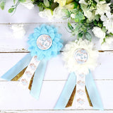 Boho Baby Shower Maternity Sash Kit - Blue Neutral Baby Shower Belly