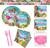 Flamingo Party Supplies 144 PCS Tropical Hawaiian Luau Decorations