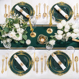 Nervure 175PCS Green Plastic Plates - Disposable Green Gold Party
