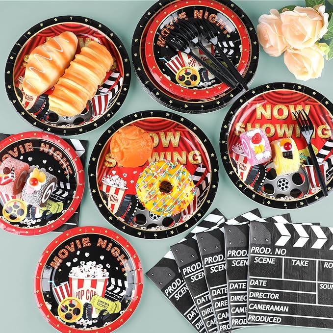 Movie Night Party Plates Movie Themed Paper Tableware Now Showing