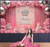 Pink Birthday Backdrop 6x4ft Princess Birthday Party Decorations