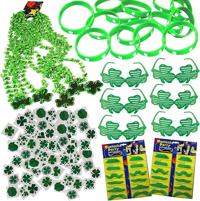 144 PCS St Patrick's Day Party Favor Accessories with 12 Green