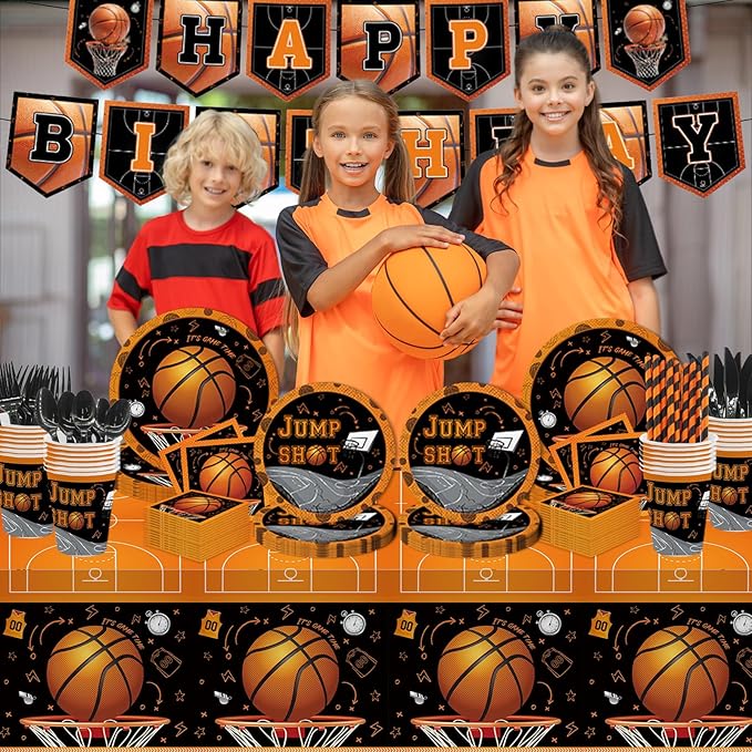 194pcs Basketball Party Plates and Napkins Set Birthday Party
