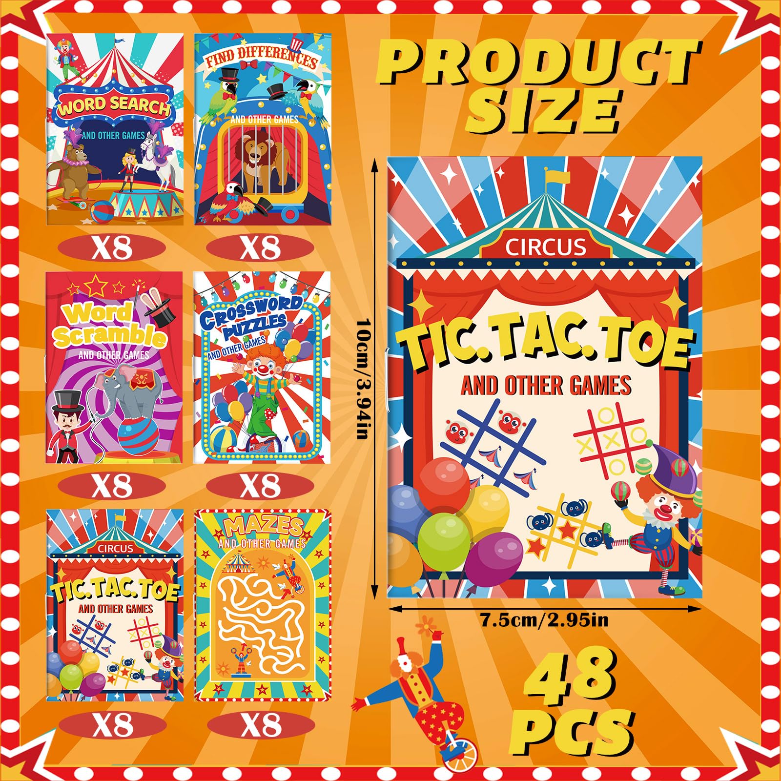 Hungdao 48 Pcs Circus Carnival Mini Activity Books for Boys Girls