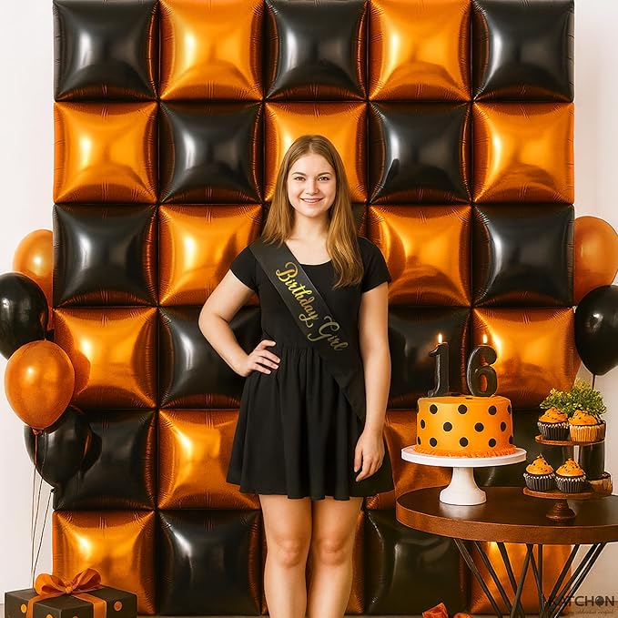 Big 22 Inch Black and Gold Balloons Pack of 6 Black and Gold