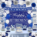 Retirement Party Decorations for Men Women Blue Silver Happy