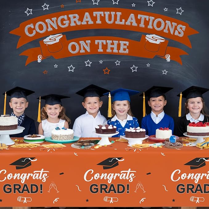 Slergut Orange and Black Graduation Decorations 2026, 3 Pack Orange