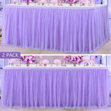 2 Pack 6ft Purple Table Skirt for Baby Shower Girl Lavender Tutu