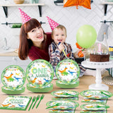 96Pcs One A Saurus Birthday Party Plates and Napkins Dinosaur First