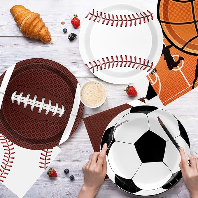 Sports Birthday Party Decorations 80Pcs Sports Party Plates and