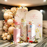Set of 3 Wildflowers Bridal Shower Spandex Cylinder Stand Cover for