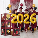 Maroon Black and gold Decorations 2026 Set of 4 Graduation Balloon