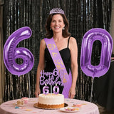 60th Birthday Decorations for Women Purple with 60th Birthday Sash
