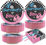 50 Guests Burnouts or Bows Gender Reveal Plates and Napkins Party
