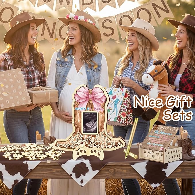 63 Boots or Bows Gender Reveal Baby Shower Guest Book Alternatives