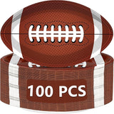 100 PCS Football Party Decorations Large Shape Plates Touch Down