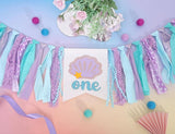 Mermaid One Year High Chair Banner Under The Sea 1st Birthday Party