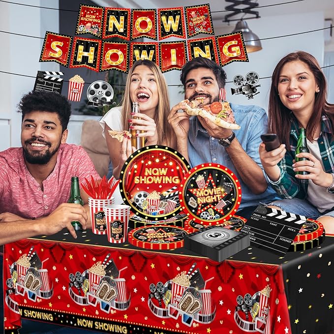 Movie Night Supplies Drive In Movie Party Tableware Set Include Now